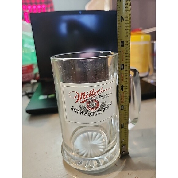 Vintage Miller Milwaukee Beer Glass Mug 6" 12oz Heavy Barware Collectible - Picture 7 of 9